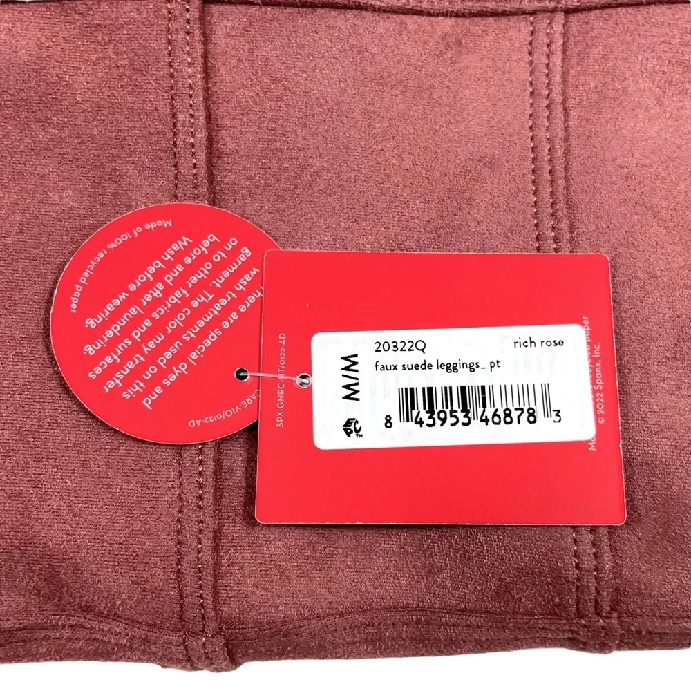 Spanx Women Medium Petite Rich Rose Pink Faux Suede Legging‎